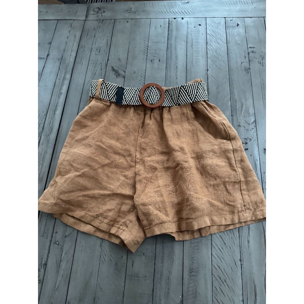 Venti6 Venti 6 Italy Belted Linen High Rise Paperbag Shorts Size Medium